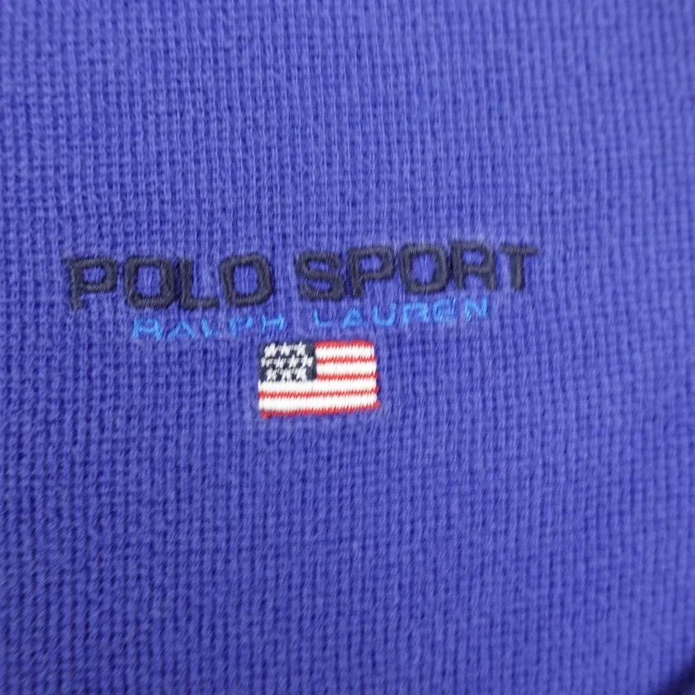 VTG Ralph Lauren Sweater Mens L Blue Polo Sport‎ 1/4 Zip Pullover Long Sleeve